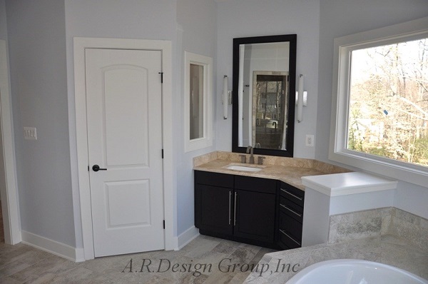 Ivory-honed custom vanity top for new home in virginia